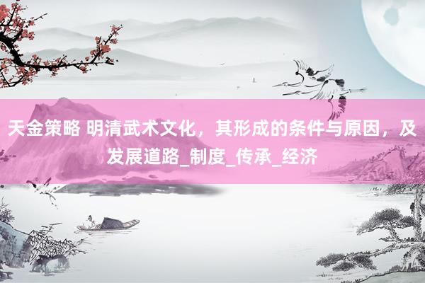天金策略 明清武术文化，其形成的条件与原因，及发展道路_制度_传承_经济