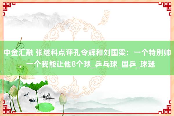 中金汇融 张继科点评孔令辉和刘国梁：一个特别帅，一个我能让他8个球_乒乓球_国乒_球迷