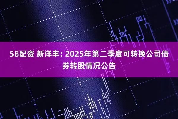 58配资 新洋丰: 2025年第二季度可转换公司债券转股情况公告